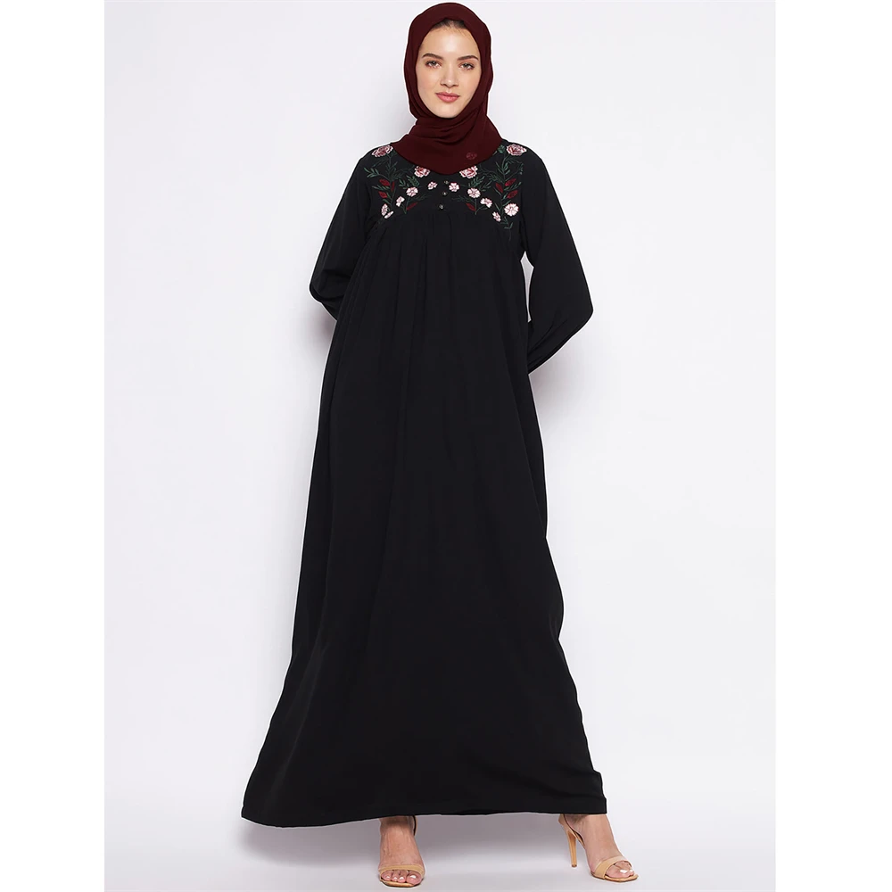 Elegant Spring Autumn Arabic Maxi Dress for Women Abaya Embroidery Caftan A-line Party Dresses Saudi Dubai Kaftan Islamic 2024