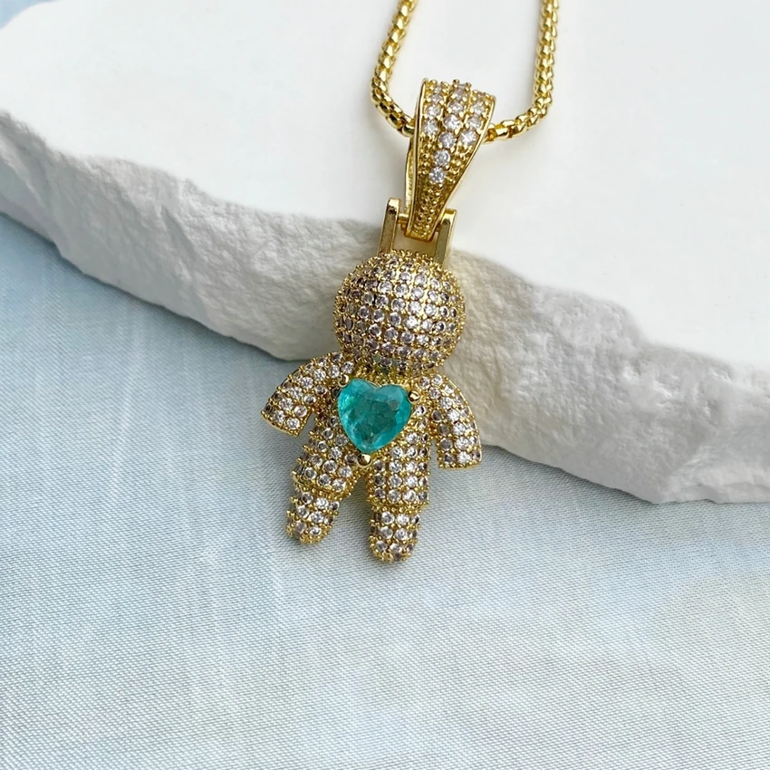 Fashion Jewelry New Style Children Little Boys Girls DIY Pendant Gold Plated Inlaid Zircon Love Button Necklace for Women