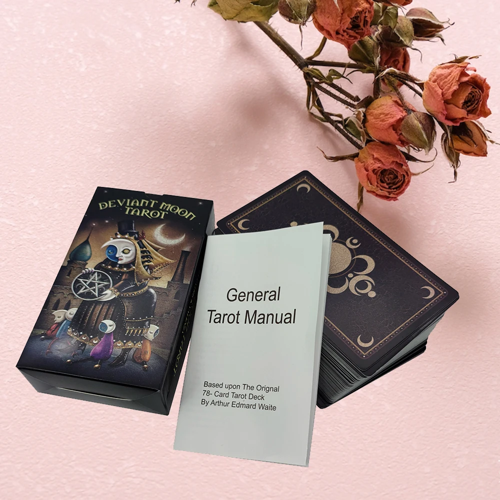 12×7CM Deviant Moon Divination Tarot: Borderless Edition Cards and Guide Book 78Cards