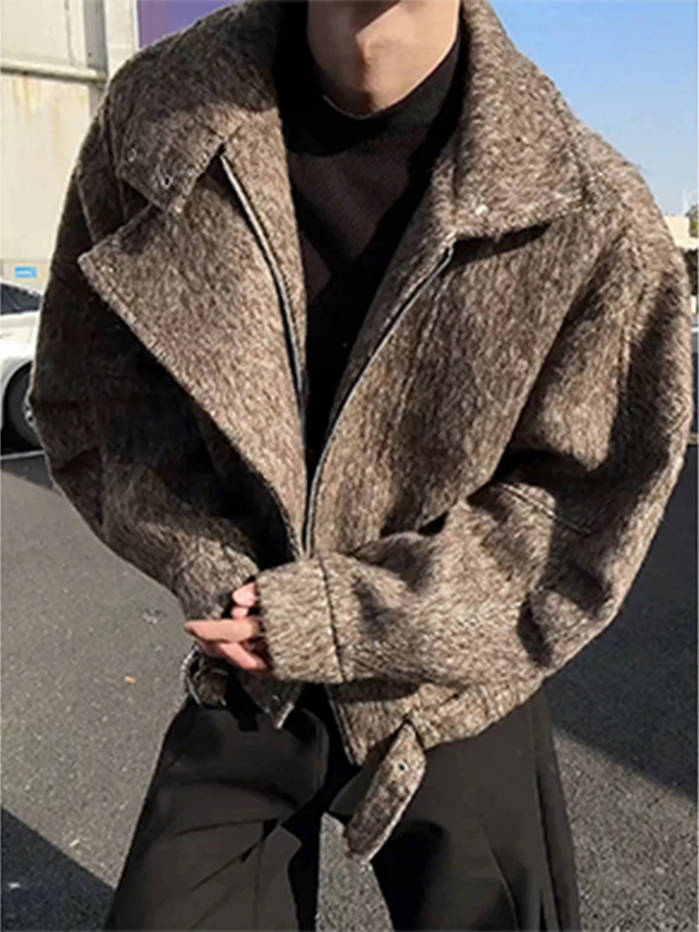 

Мужское шерстяное пальто в стиле ретро кофейного цвета, зимнее, в уличном стиле, крутая рабочая одежда, хлопковое, с отложным воротником, куртка-пиджак