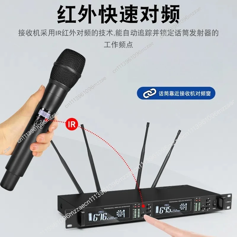 Professional Wireless Microphone One To Two True Diversity Anti-howling Household KTV Outdoor Stage Wedding Performance