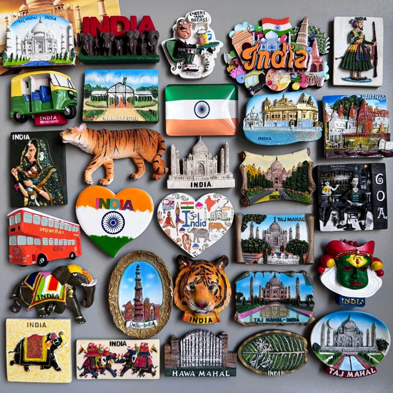 India Fridge Magnet Tourism Souvenir Rajasthan Bangalore 3D Resin Painted Crafts Magnets for Refrigerators Sticker Home Decor