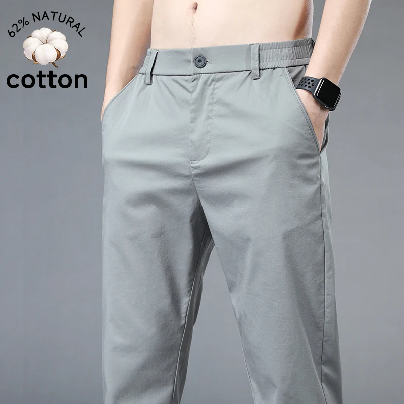 Pantalones Casuales de Verano para Hombre, Ligeros, hasta el Tobillo, Transpirables, de Algodón, Ajustados, Tipo Chino, Color Caqui, Estilo Harem