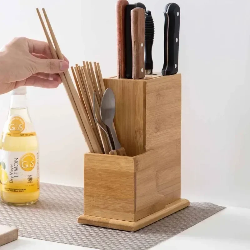 

y Wood Knife Holder Knife Block Stand Knives Storage Shelf Rack Organizer Hidden Knife Case Kitchen Accessories Bamboo