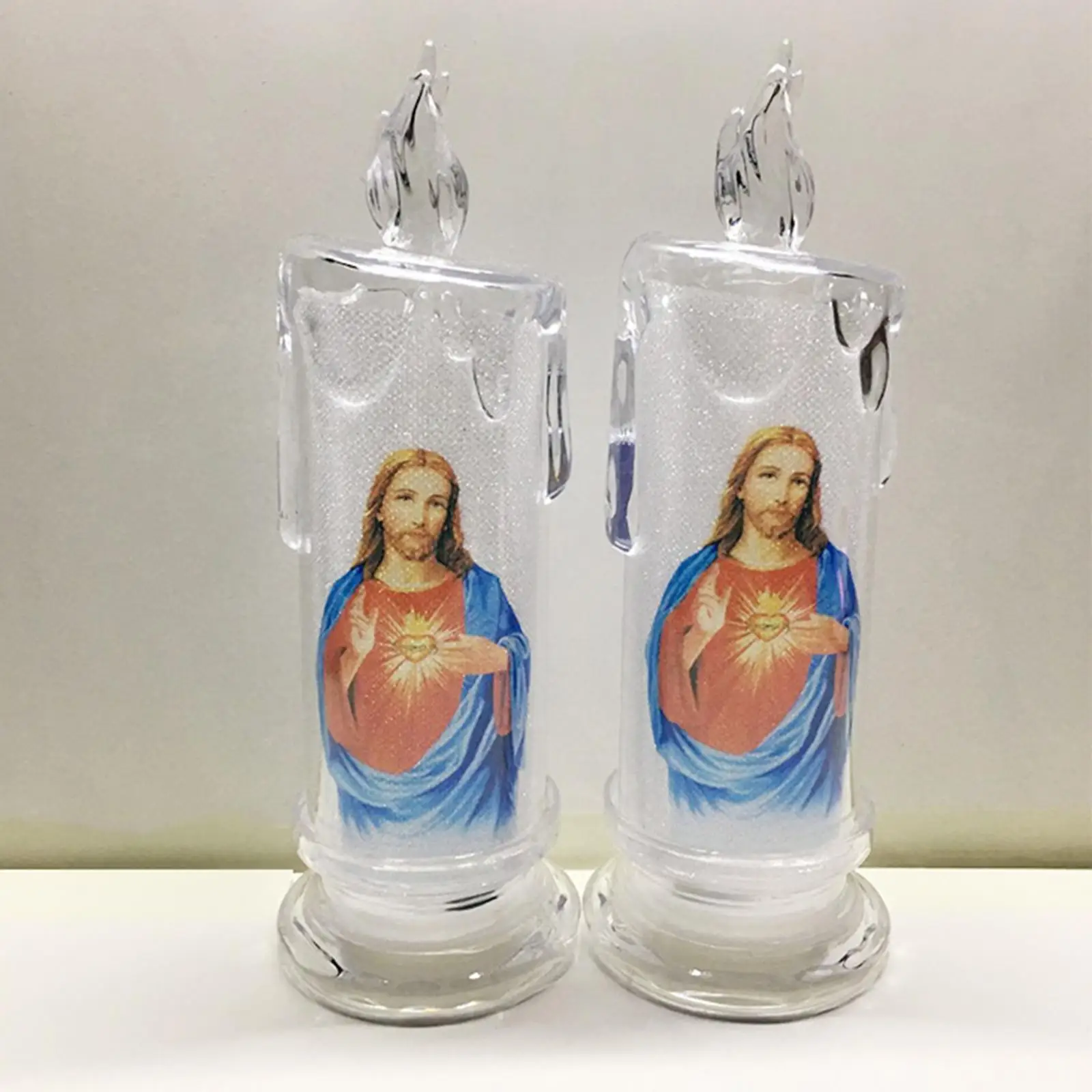 LED Candle Lamp Flameless Tealight Battery Operated Devotional Religious Prayer Candle Lamp for Church Christmas Home Decor