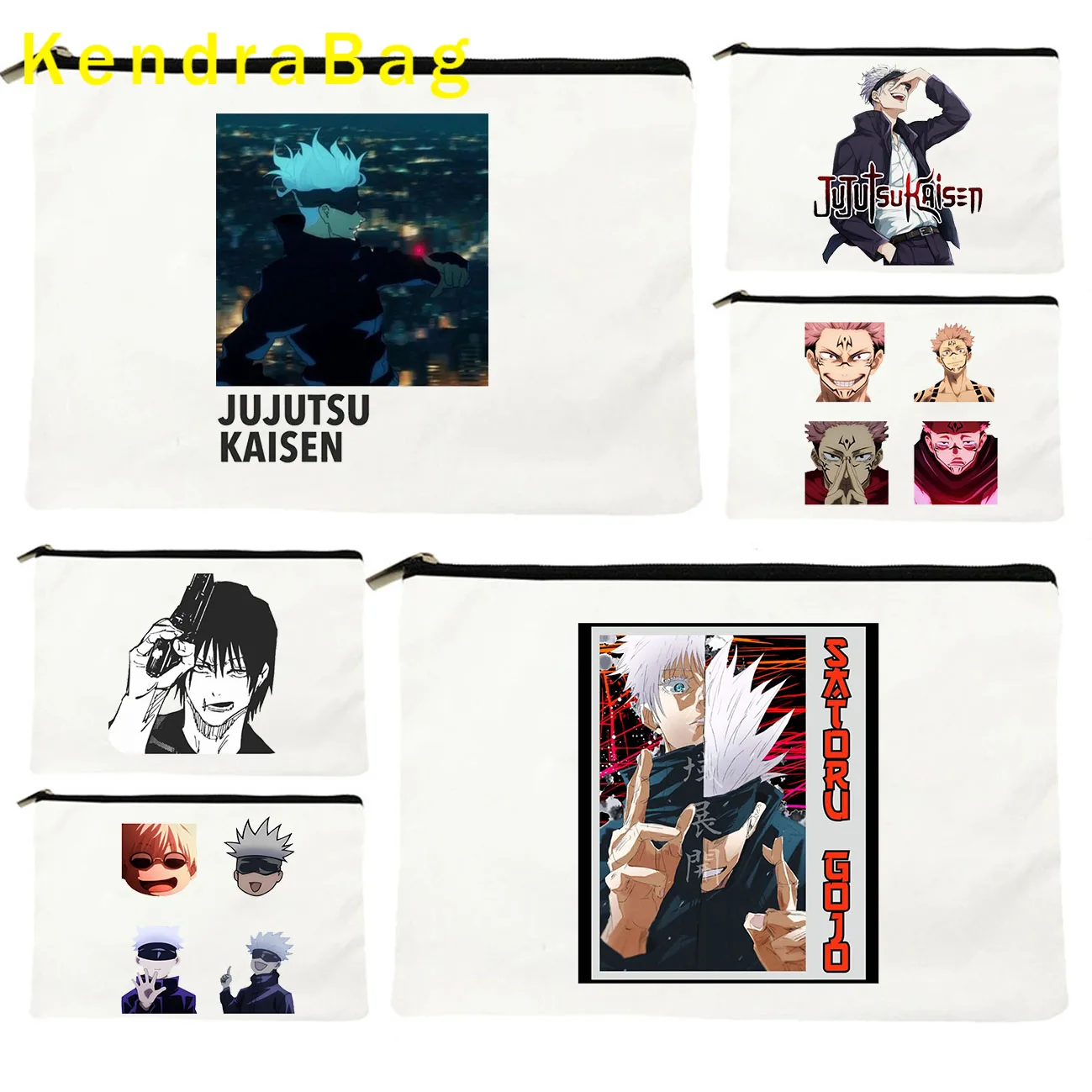 Anime Jujutsu Kaisen Yuji Itadori Satoru Gojo Sukuna Cute Fan Gifts Cartoon Canvas Cosmetic Makeup Bags Pencil Case Wallet Pouch