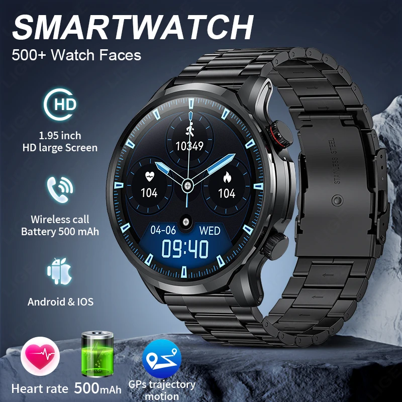 

LIGE GPS Smart Watch Men Bluetooth Calling 1.95'' HD Watches Sport Fitness Tracker Waterproof Man Smartwatch 2025 New For Huawei