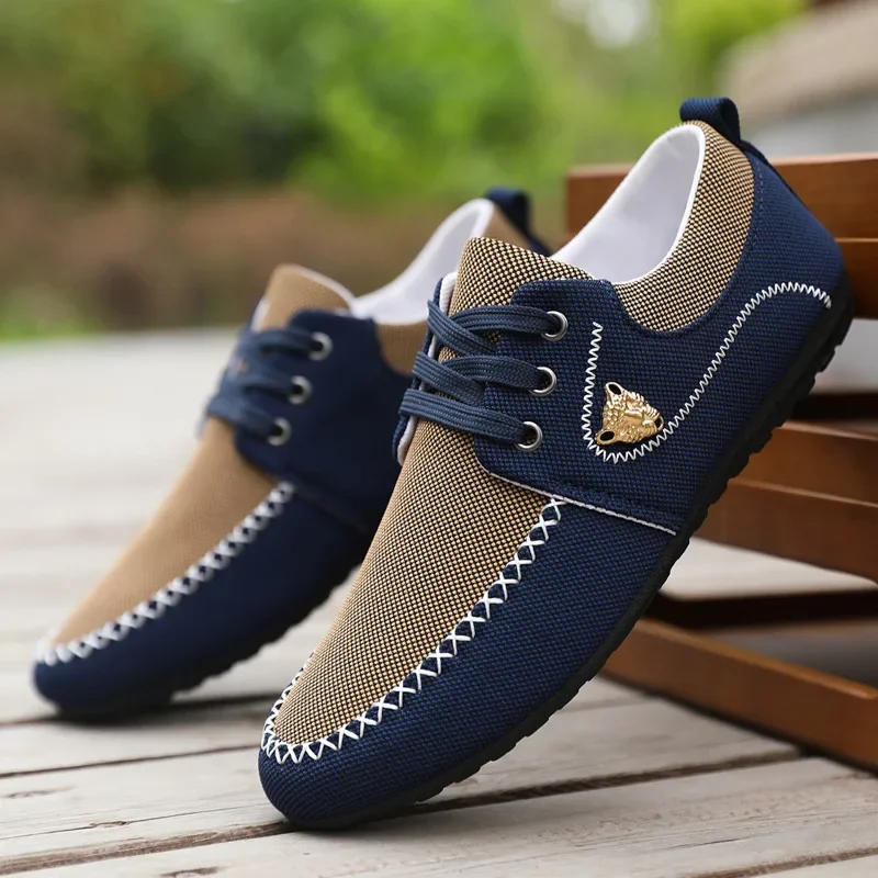 Men's Canvas Shoes Fashion Casual Shoes Breathable Lightweight Slip-on Soft Men Flat Comfortable Loafers Men's Shoe Plus Size 48