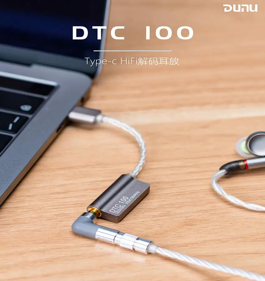 DUNU DTC100 Hifi DAC AMP DSD256 Portable Amplifier Decoding Line USB Type-C To 3.5 Interface Adapter For Cellphone PC Windows OS