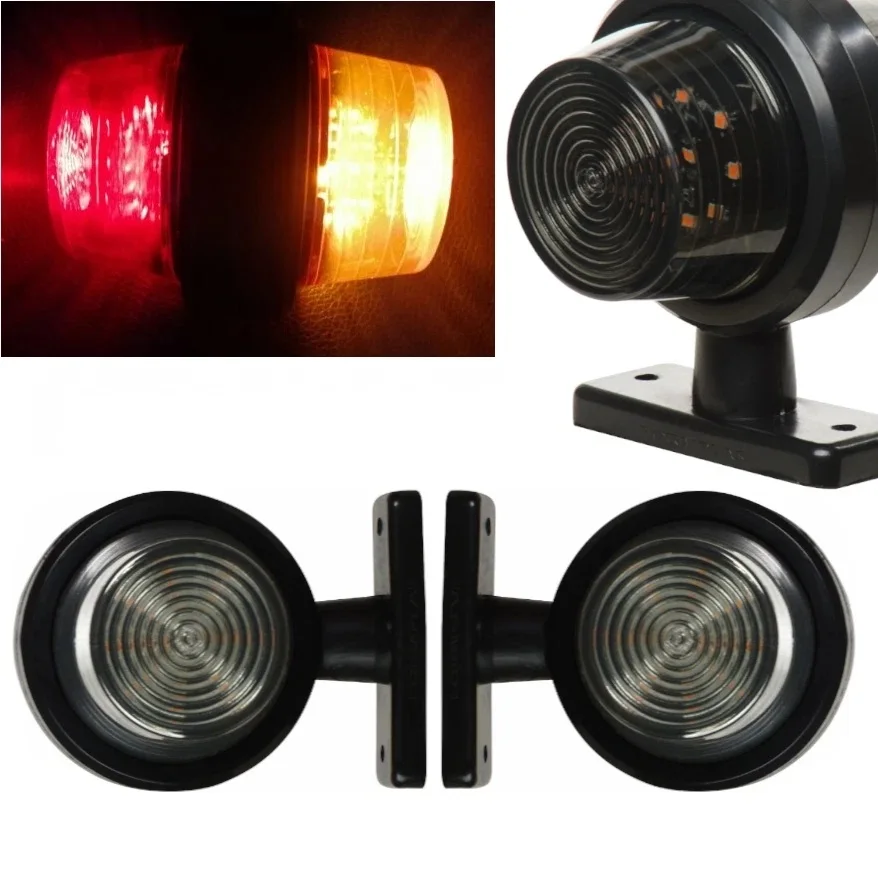 2PCS Outline Lamp Truck Trailer Led Side Marker Lights 12V 24V Double Face Red Amber Indicator Turn Signal Light for Lorry