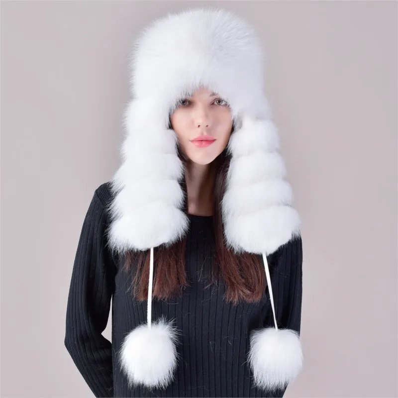 

Fur hat women's top real warm ear-protecting