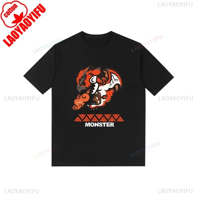 Monster Hunter T-shirt Funny Game Fans Cartoon Tops Cotton Korea Style Short Sleeve T Shirt Casual Hipster Streetwear Man Tees