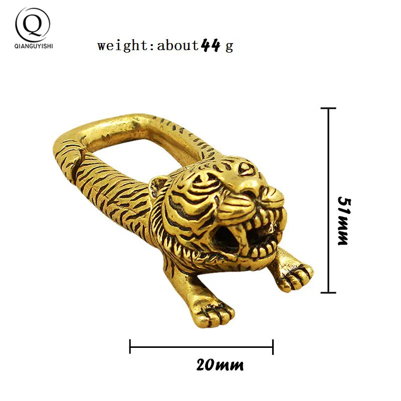 2022 NEW Brass Tiger Head Keychain Antique Craft Key Chains Ring Clasps Keyring Waist Buckle Copper Vintage Car Key Holder