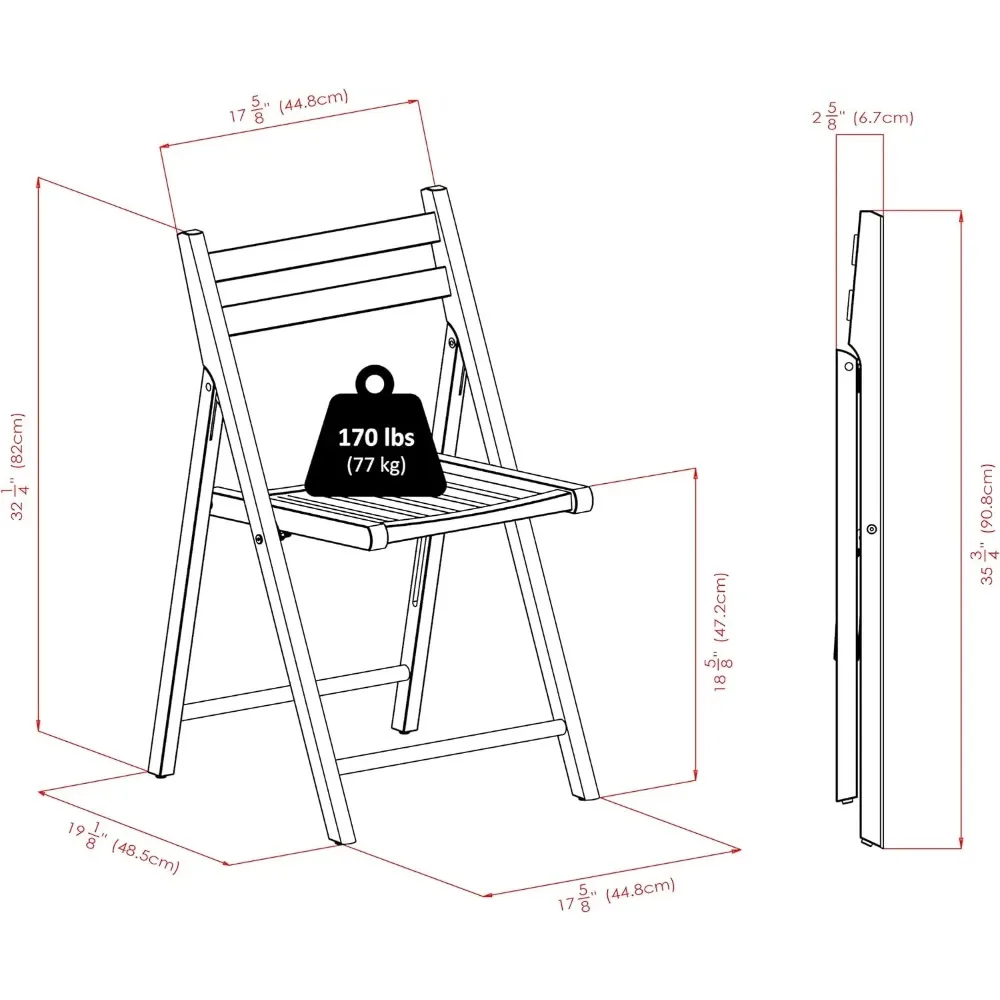 Winsome Robin-Juego plegable de silla de teca, 4 piezas