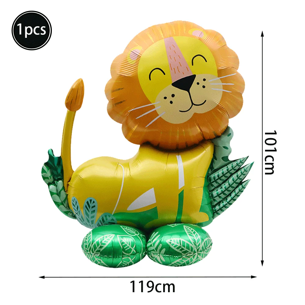 1 pz oversize Woodland Animal Lion giraffa 4D pellicola di alluminio palloncino Jungle Safari Birthday Party Decor bambini compleanno foto puntelli