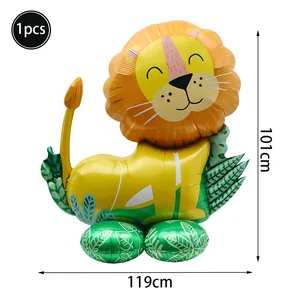 1pc übergroße Waldtiere Leão Giraffe 4d Aluminium Film Selva Safari Ballon Dekoration Geburtstagsfeier Kinder Geburtstagsfoto Requisiten 10 Hauptverkaufskönig King Leao - №6