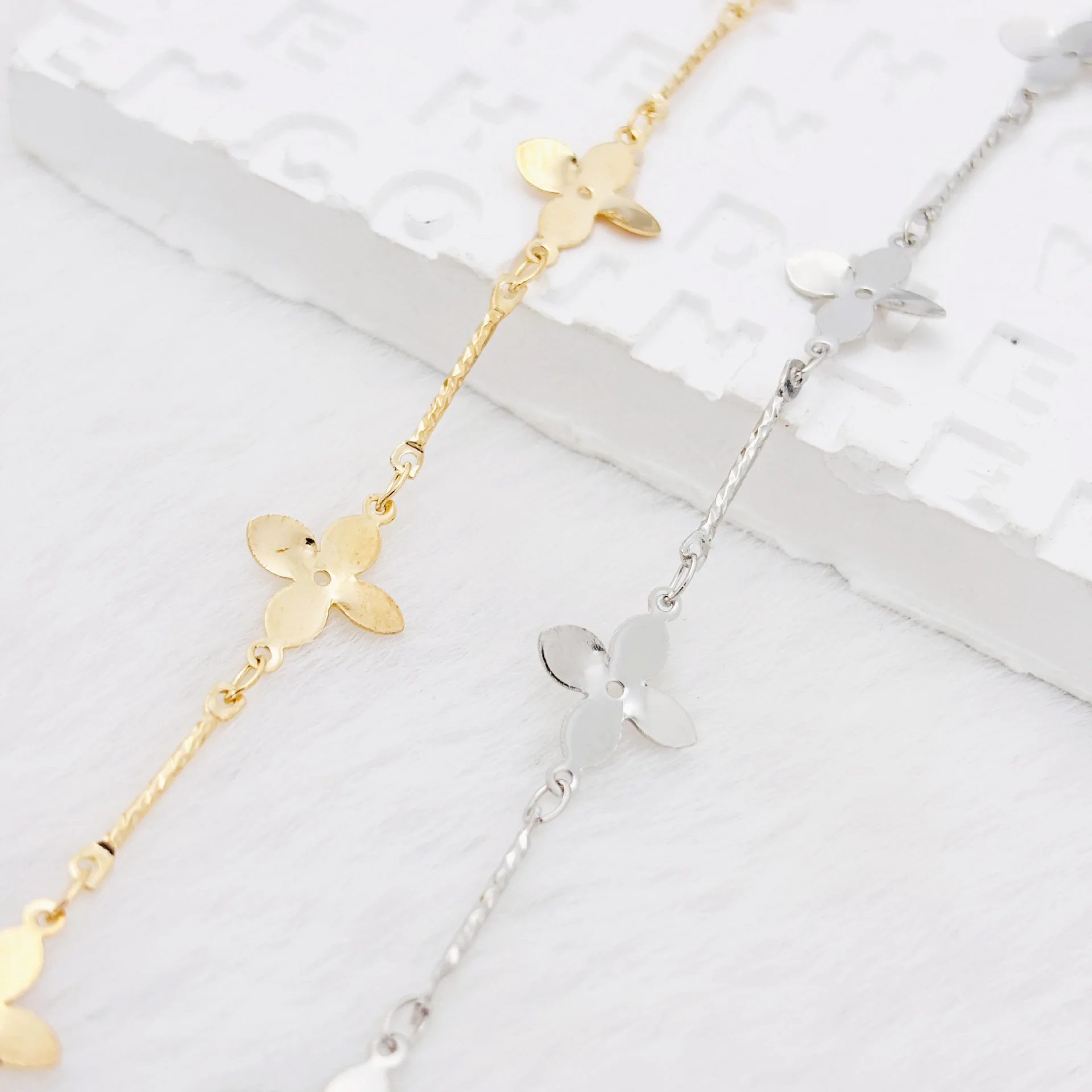 10Yards Fashion Link Chain Four-leaf Clover 15mm Gold Silver Tone Accessories for Handicrafts Garment Tassels Decoration Finding