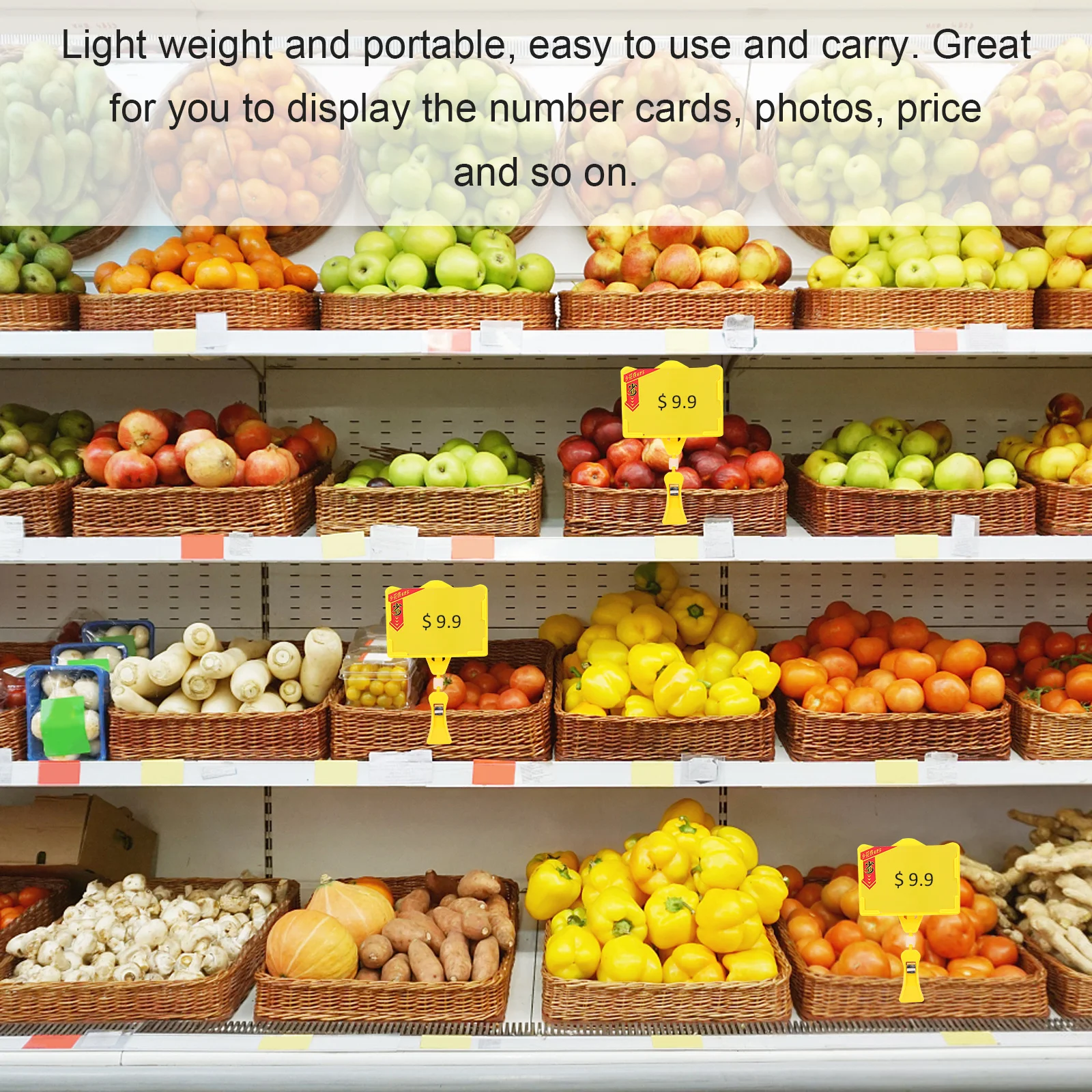 

2pcs Price Tag Holders Assorted Color Lightweight Display Stand For Supermarket Fruit Vegetables Food Sign Holder Advertising