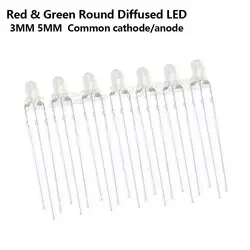 100PCS LED 3MM 5MM Round Diffused Red & Green two Color Common cathode anode LED Diode Light Emitting Diode new original