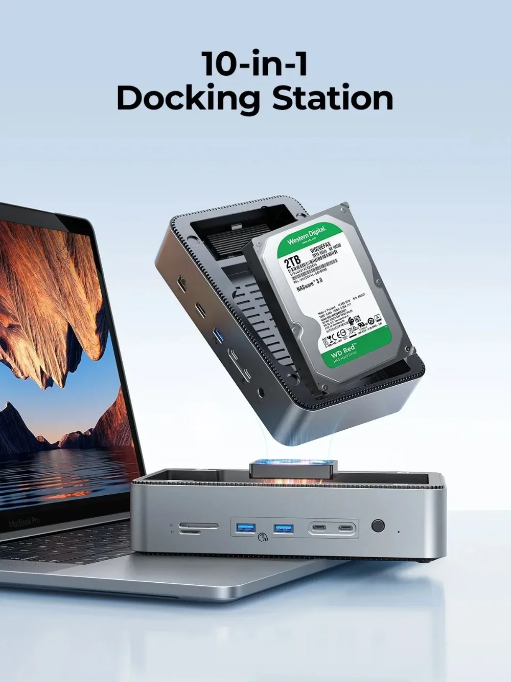 ORICO Docking Station Deck with Dual M.2 NVME SSD Case 3.5 Hard Drive Enclosure Steam Dock 10 in 1 HDMI 4K60Hz PD100W Ethernet