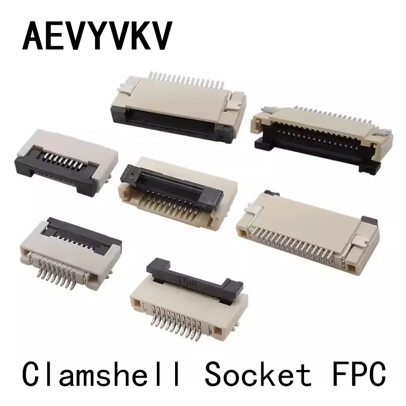 10pcs 0.5mm/1mm Pitch Under Clamshell Socket FPC FFC Flat Cable Connector 4P 5P 6P 8P 10P 12P 14P 16P 20P 22P 24P 30P 34P 40P
