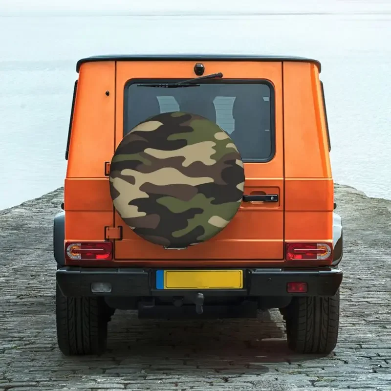 Custom Green Brown Military Camouflage Spare Tire Cover for Honda CRV Army Jungle Camo 4WD 4x4 SUV Car Wheel Protectors - view 5