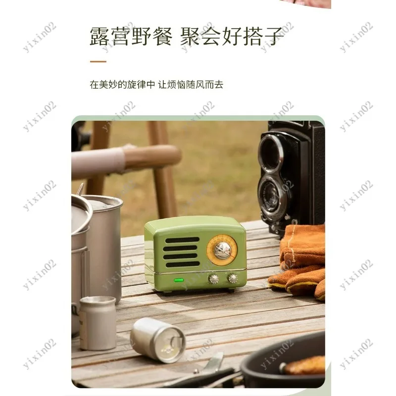 Retro Mini Bluetooth Speaker Wireless Portable FM Radio with Mic for Karaoke Gift view 2