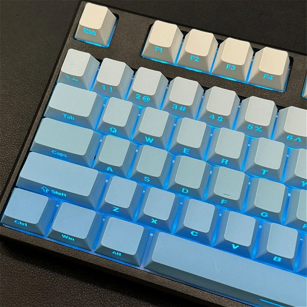 

PBT keycaps 130 keys, cherry, blue gradual change theme, personalized keycaps, for Cherry MX 104/87/61 mechanical keyboard