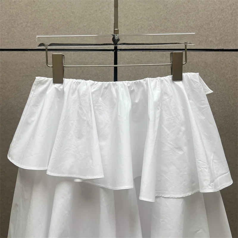 Damesrok Nieuwe asymmetrische slim-fit dameshalve rok voor de zomer van 2022, puur katoen, hoge taille, lange rok Y2k witte rok