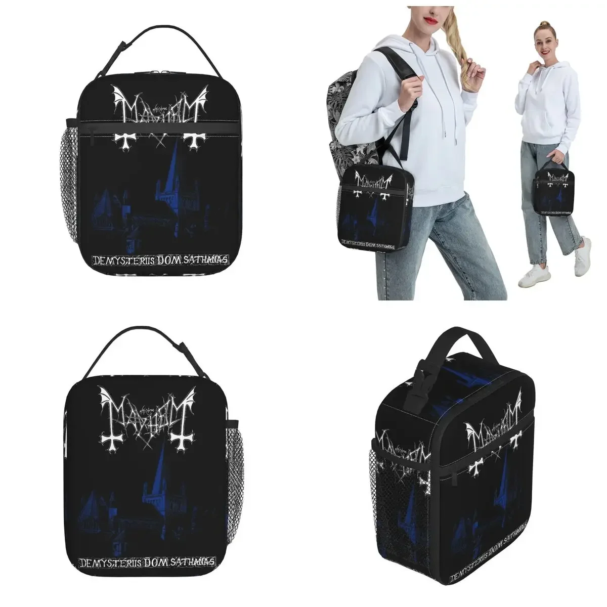 Mayhem Black Metal Band Insulated Lunch Bag Food Bag Reusable Cooler Thermal Lunch Boxes For School Office