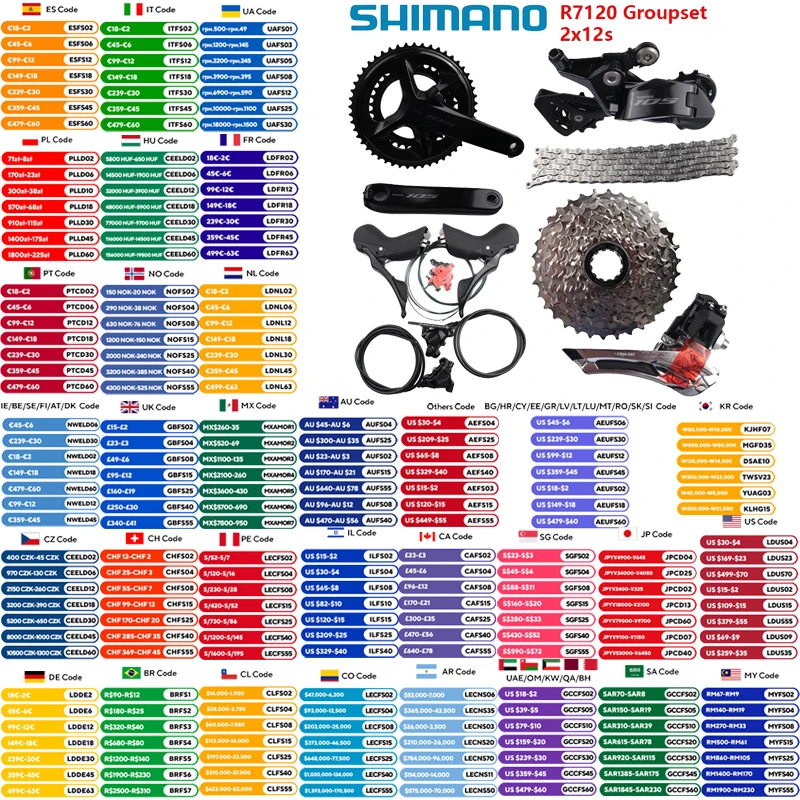 Shimano 105 R7120 Groupset 2x12s Hydraulic Disc Brake Mechanical Groupset R7100 Front Derailleur Rear Derailleur For Road Bike