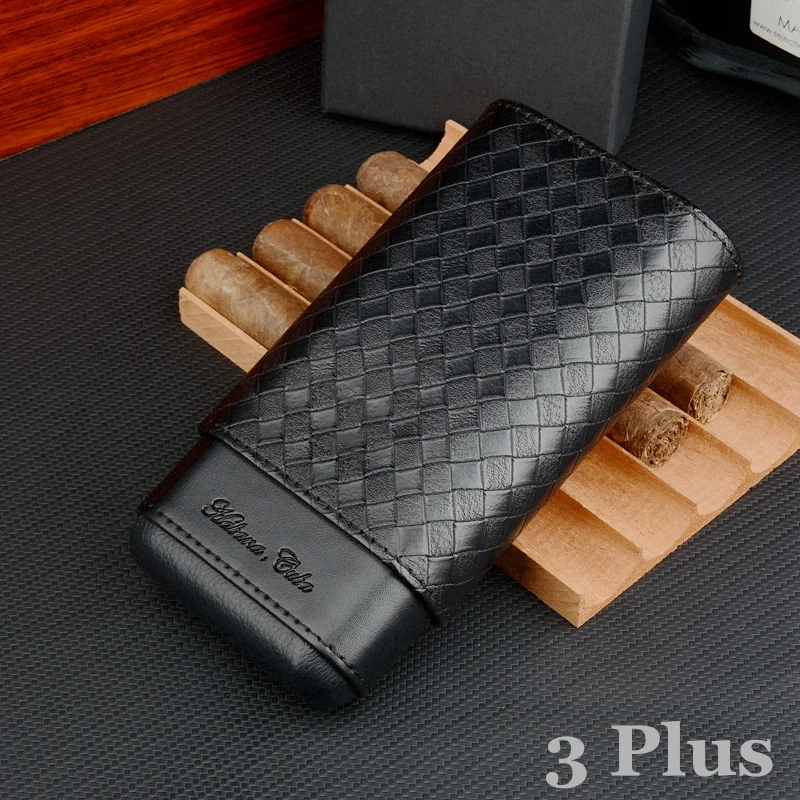 PU Leather Cigar Case Cedar Wood Tube Travel Cigar Box Mini Humidor Up to 60 Ring Large Size Cigar Holder Best Smoking Accessory