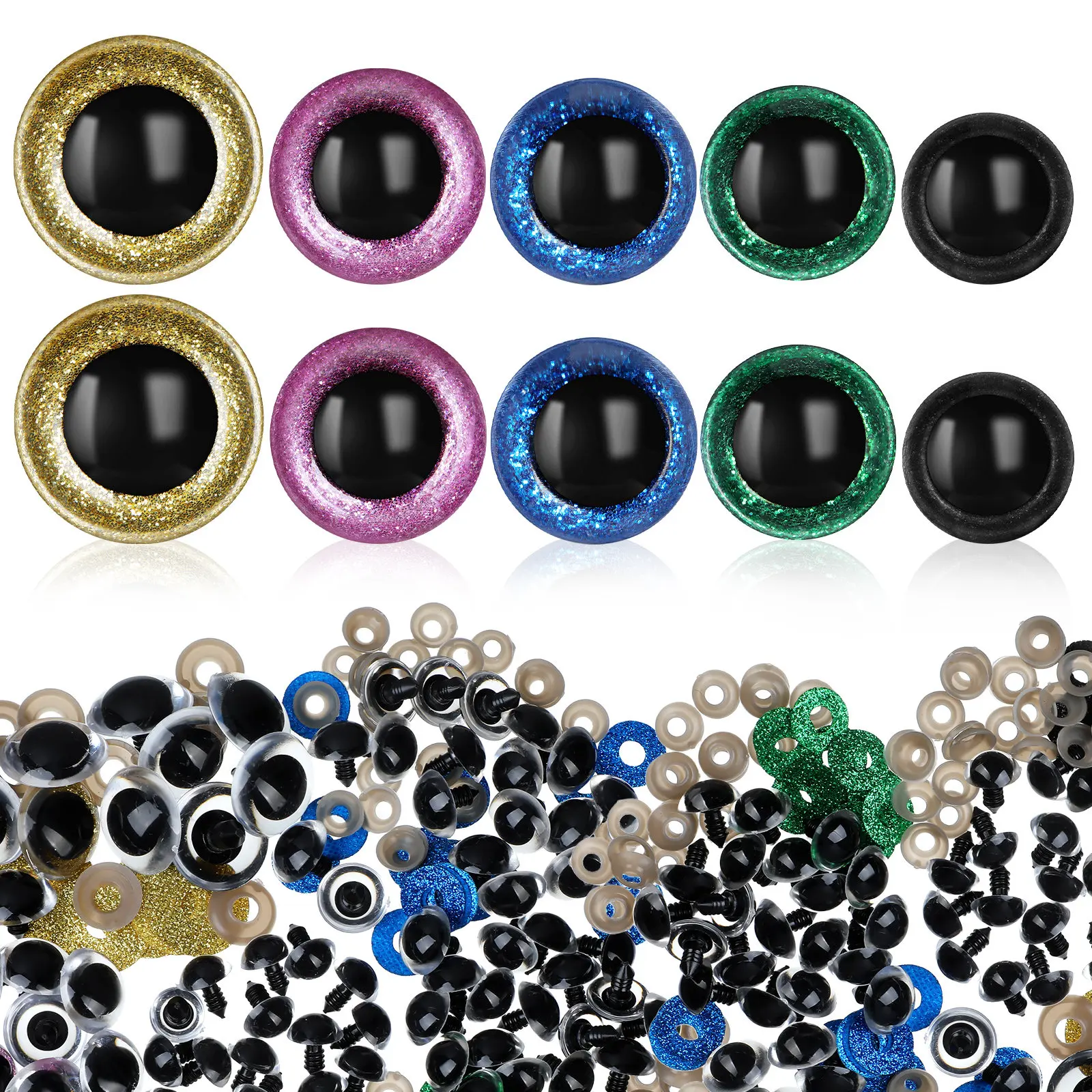 

80Pcs Craft Eyes Assorted Sizes Realistic Simulation Safety Eyes for Stuffed Animals Crochet Projects DIY Home Decor Holiday