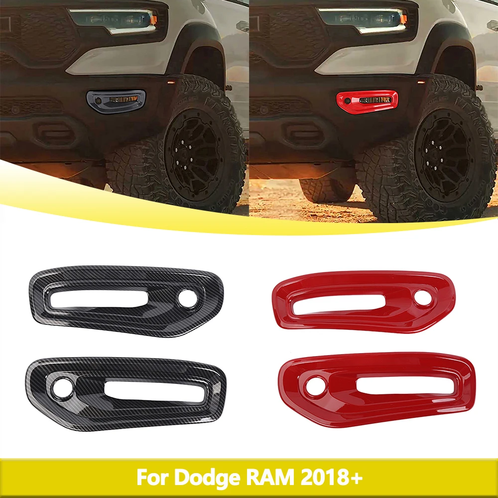 Car Front Bumper Fog Light Decoration Hood Guard for Dodge RAM 2018-2024 Mesh Grille Turn Lamp Cover Kit Exterior Accessories