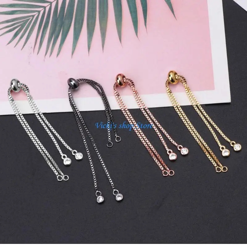 DIY أحجار الراين سحب سوار سلسلة موسع الشريحة مع الكرة ينتهي Jewe بسيط #4