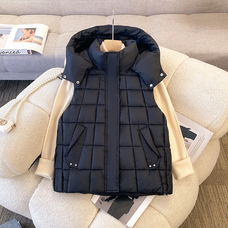 

Женский пуховый хлопковый жилет Thiened, съемная кепка, осенне-зимняя верхняя одежда, наплечник, дизайн Sense Jaet, полиэфирное волокно