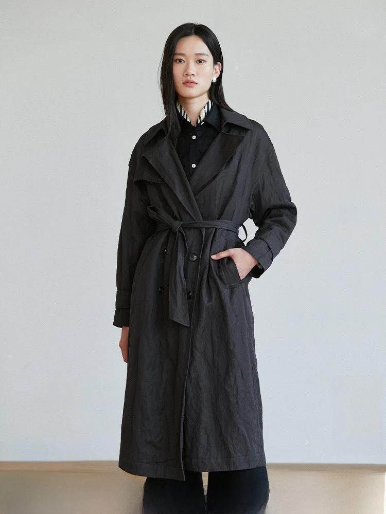 

Классическое женское длинное пальто для путешествий, оригинальная версия, повседневное, черное, для поездок на работу, с простым узором, на одной пуговице