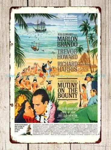 southwestern decor 1962 Mutiny On The Bounty Movie metal tin sign