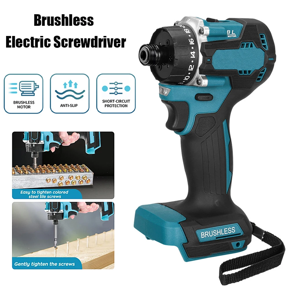 20+1 Torque 1/4in Brushless Electric Screwdriver Cordless 280N.m Electric Drill Power Tool With LED Light For Makita 18v Battery