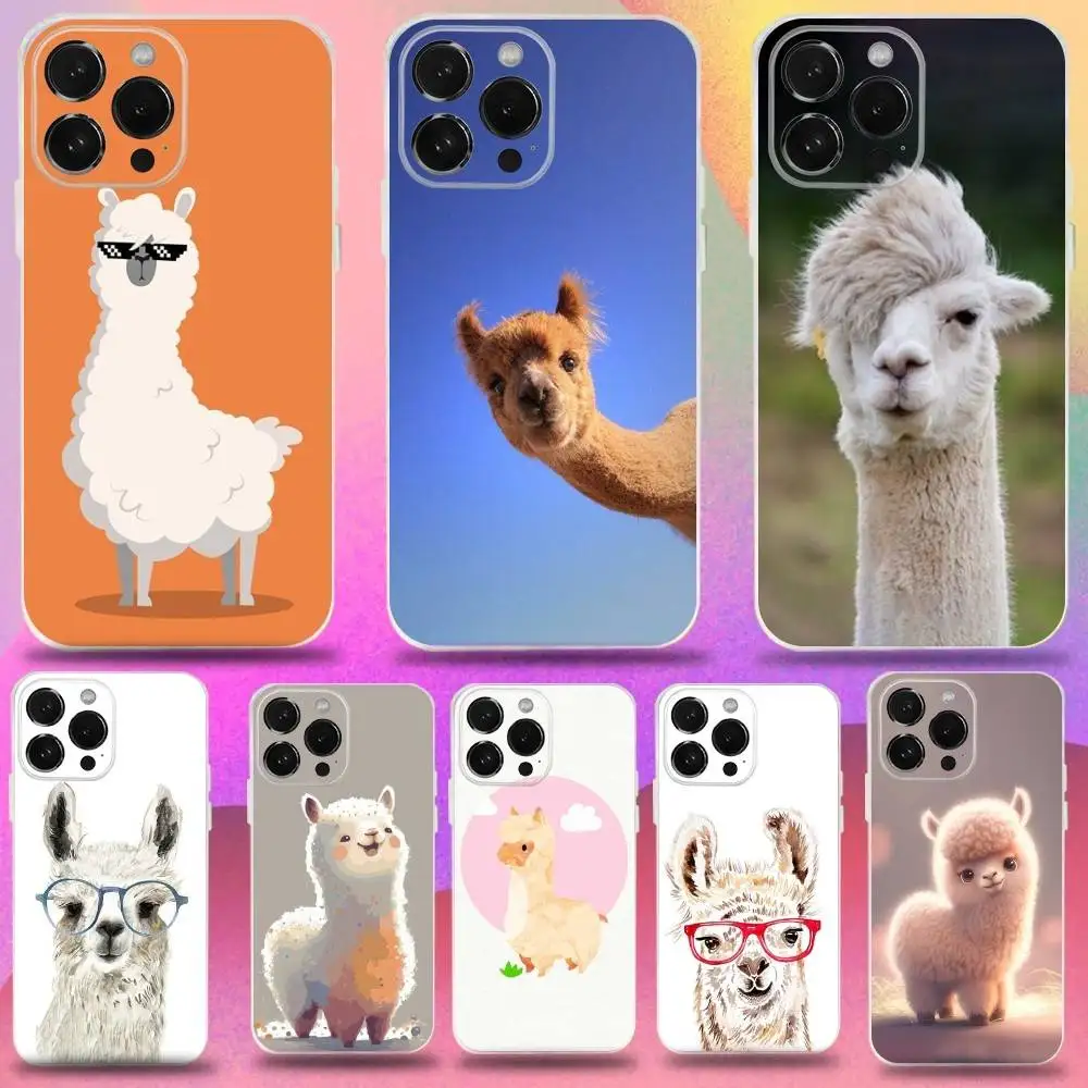 

Cute and funny alpaca Lama alpacos PhoneCase For iPhone 16,15,14,13,12,11 Pro,Max,Plus,X,XS,XR,SE,Mini Transparent Silicone Soft