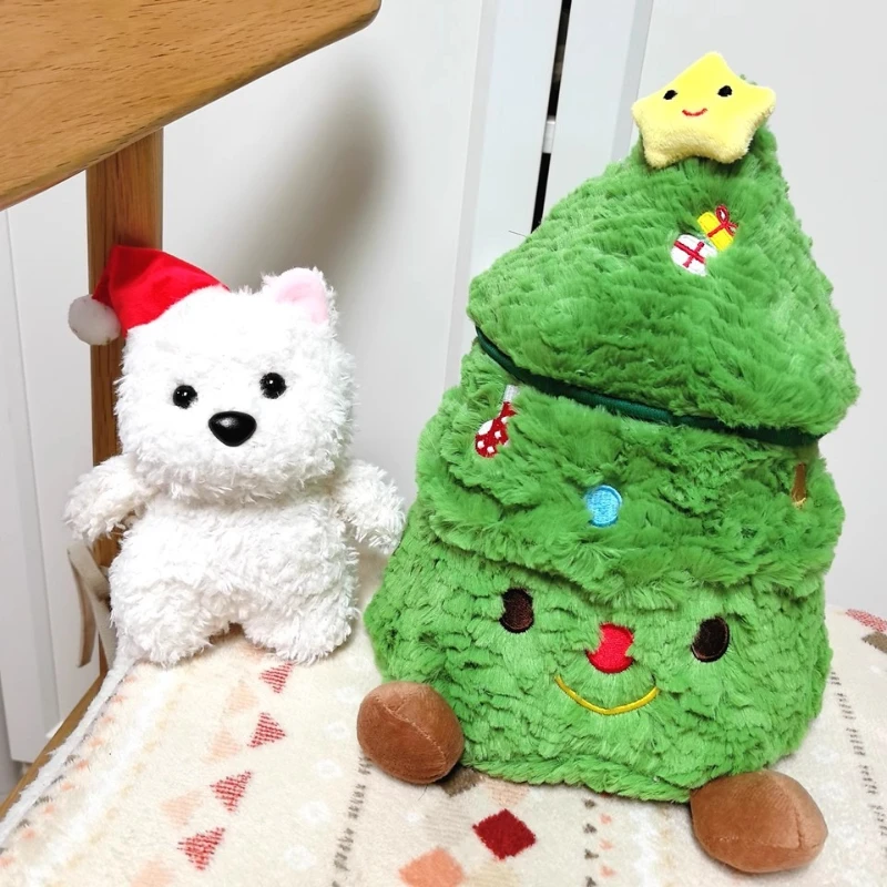 Puppy doll hiding in the Christmas tree soft plush toy Throw Pillow Home Decoration children birthday Christmas gifts