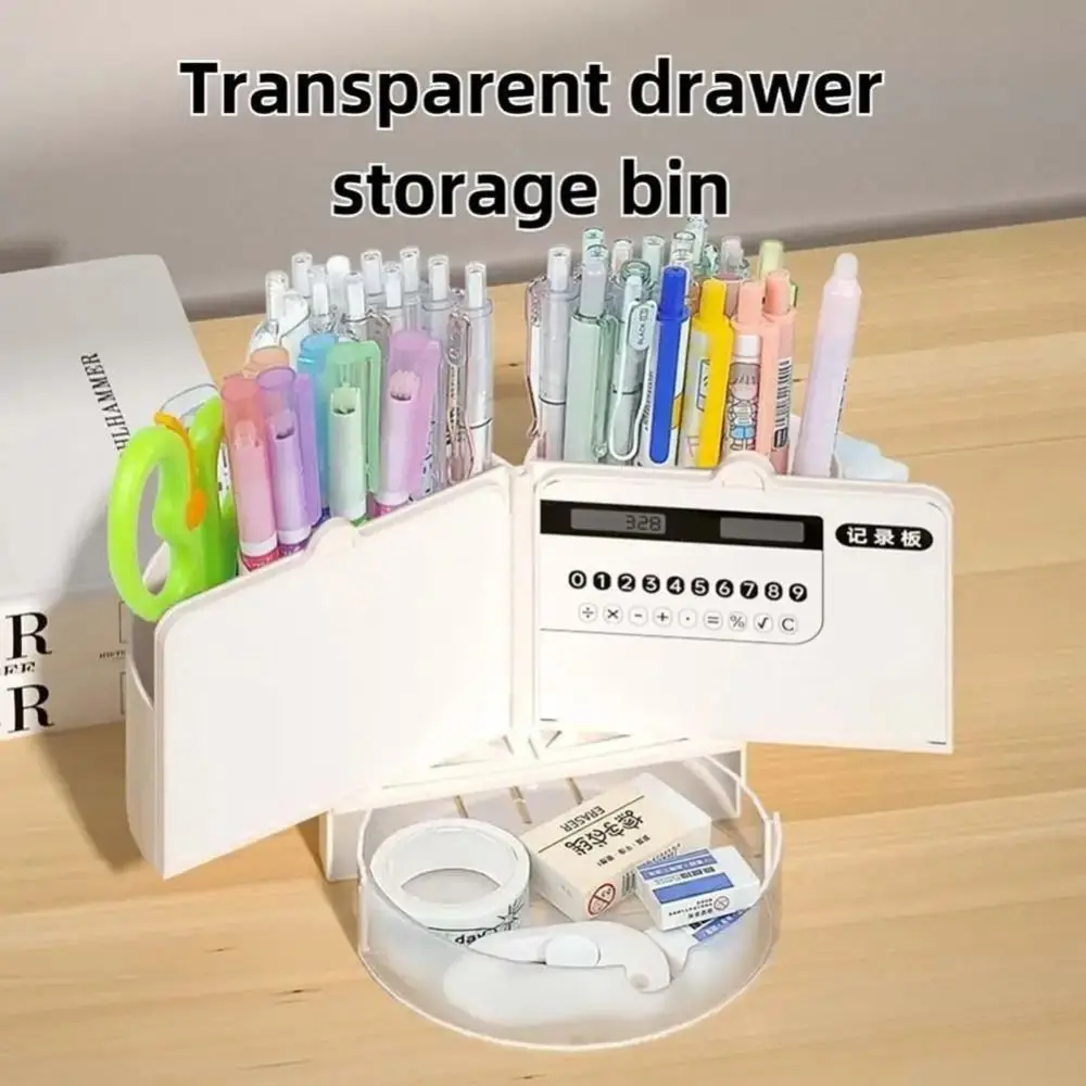 

6 Compartments 4-in-1 Pen Holder Stylish Multi-functional Pencil Storage Box Compact Tabletop Storage Stationery Organizer