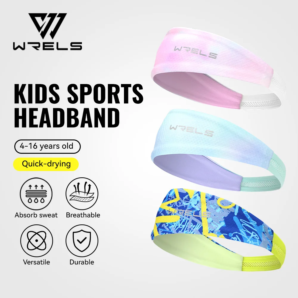 WRELS Kids Headband Children Sweatband Soft Cotton Non Slip Breathable Elastic Boys Girls Soccer Basketball Athletic Hair Band