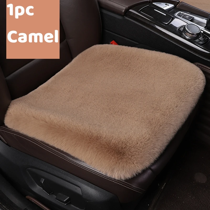 Winter Warm Car Seat Cover Fluffy Car Seat Cover Sets For Women Front+Rear Mat Long Plush Car Seat Cover Wool Fur Chair Cushion