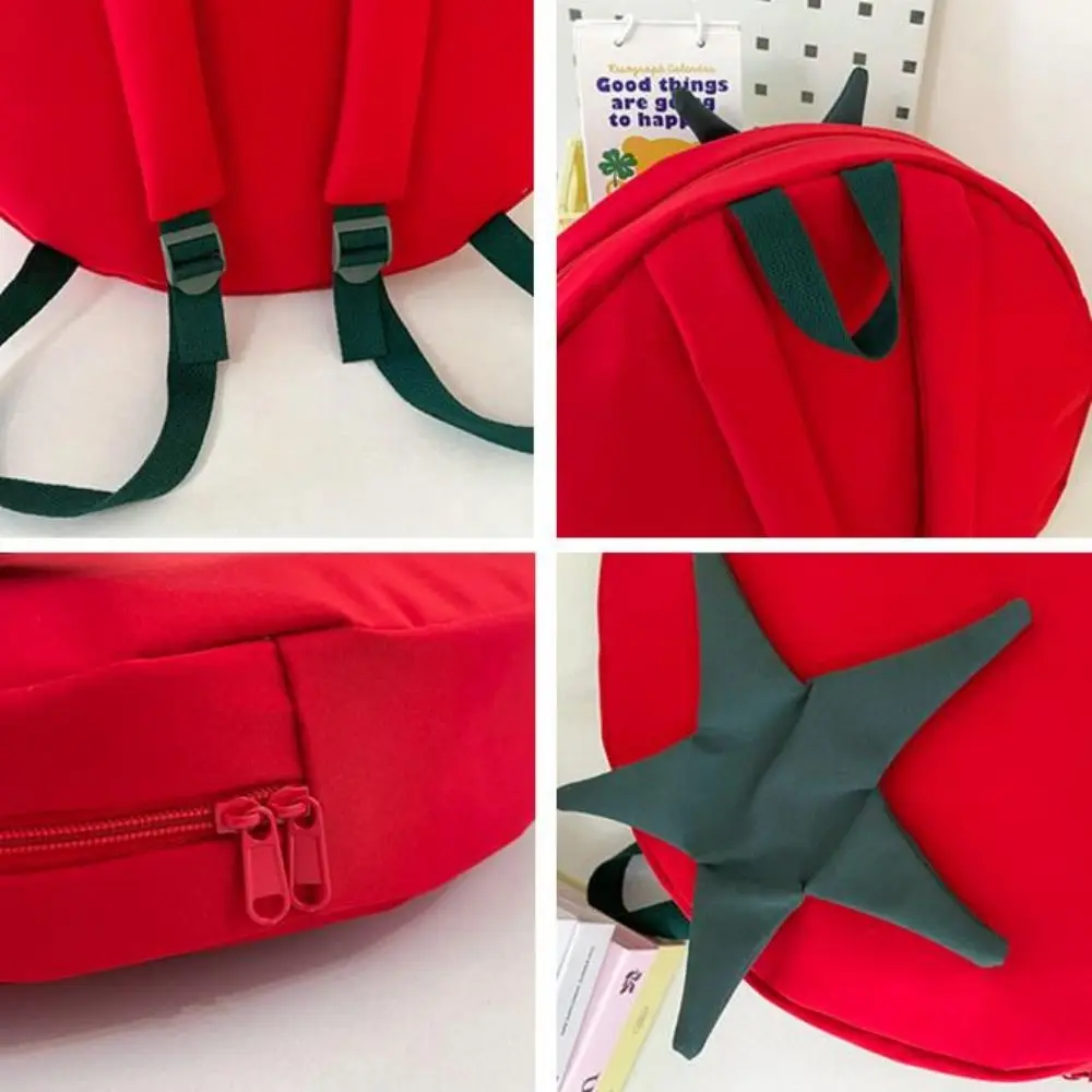 Creative Cute Tomato Backpack Lightweight Casual Large Capacity Backpack Waterproof Zipper Student Schoolbag Teenagers