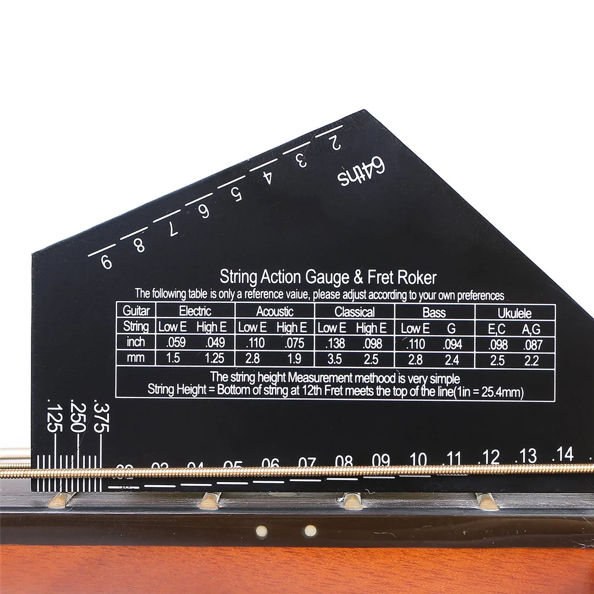 A71P Strumento di livellamento dei tasti Collo della chitarra Tastiera Righello di misurazione Strumento per liutaio per chitarra a bilanciere in acciaio inossidabile