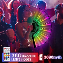 Glowing Colorful Folding LED Fan Dancing Light Night Show Night Glow Props Festival Accessories Glow In The Dark Party Supplies
