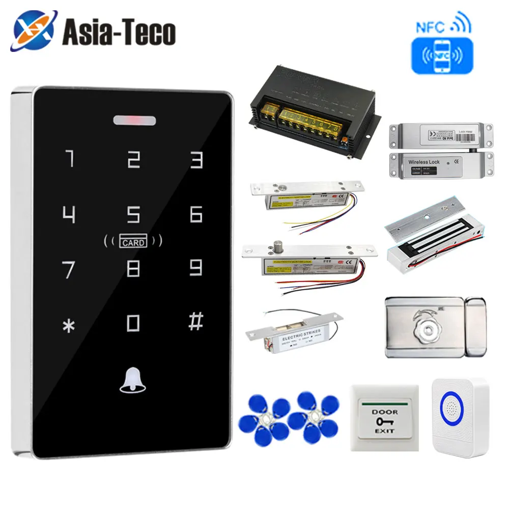 nfc rfid proximidade cartao grande capacidade controle de acesso teclado 10000 usuarios impermeavel backlight touch screen leitor dupla frequencia 01