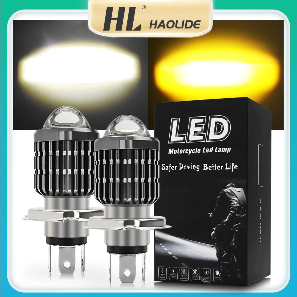 

HAOLIDE Motorcycle Headlight LED Bulb H4 H6 P15D 1PC Led Lamp Moto 6000LM Hi-Lo Beam Lamp Scooter Accessories 12V llightings