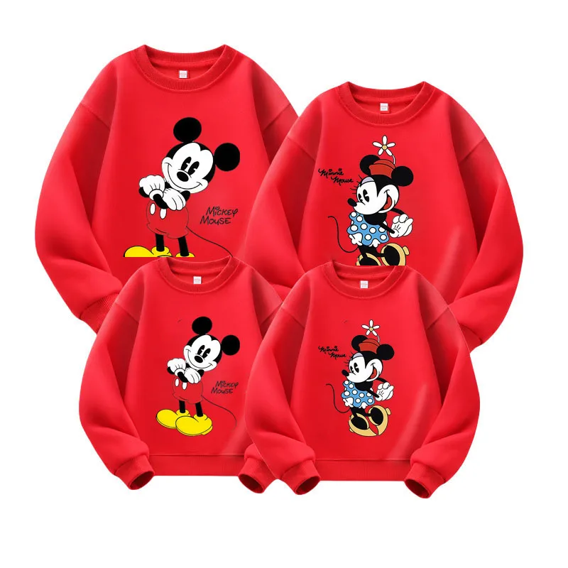 2025 Disney Mickey Minnie Mouse Family Matching Shirts Cotton Dad Mom Bro Sis Kids Matching Clothes Christmas Family Couple